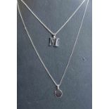 Silver Chain with the Letter M & Small Dove Medal & Chain