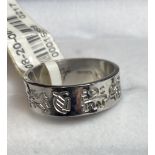 Silver Narrow Ring Engraved.