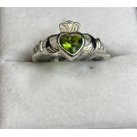 Silver Claddagh Stone Set Ring,