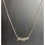 Silver Named Pendant ' Maggie'