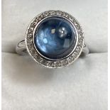 Emozioni Laghetto Silver Blue Stone & CZ Ring,