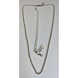 Silver Curb Bracelet & Silver Beed Chain