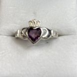 Silver Claddagh Stone Set Ring,