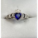 Silver Stone Set Claddagh Ring ,