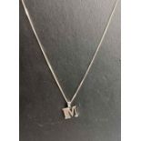 Silver Chain with Initial M