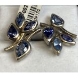 Pair of Blue CZ Pear Shaped Earrings