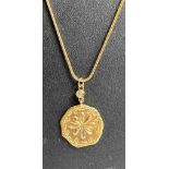 Gold Plated Chain & Flower Coin