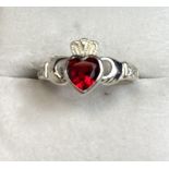 Silver Claddagh Stone Set Ring,