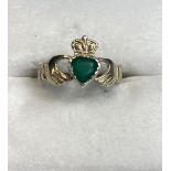 Silver Claddagh Stone Set Ring,