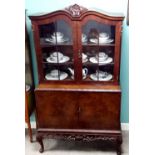 1950's Burr Walnut 2 Door Cabinet 105cm W 52cm D 177cm H