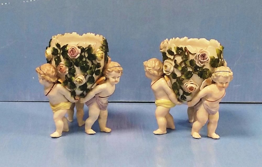 Pretty Pair of Cherub Centrepieces