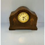 Edw Inlaid Mahogany Mantel Clock 31cm W 13cm D 23cm H