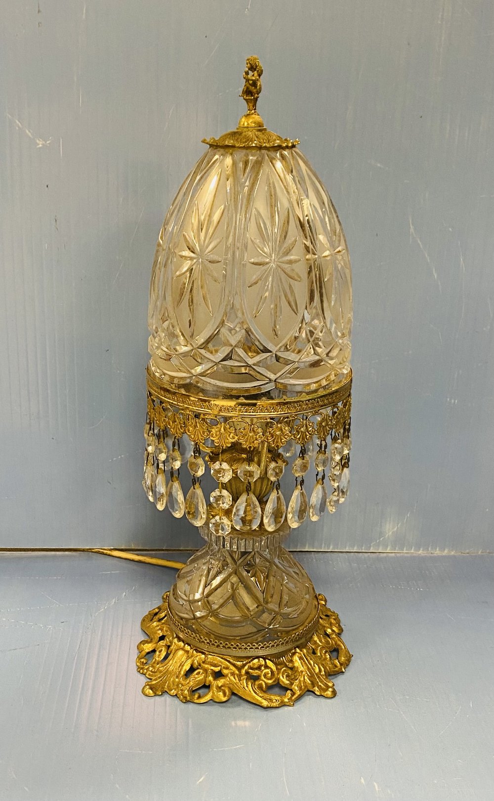 Vintage Brass & Glass Table Lamp