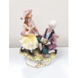 Capodimonte Figure of Lady & Gentleman on a Stile