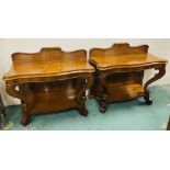 Exceptional Pair of 19C Walnut Bowfront Serving / Console Tables 118cm W 56cm D 107cm H