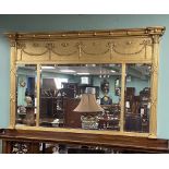 Good Quality Adams Style Gilt Overmantle Mirror 135cm W x 83cm H