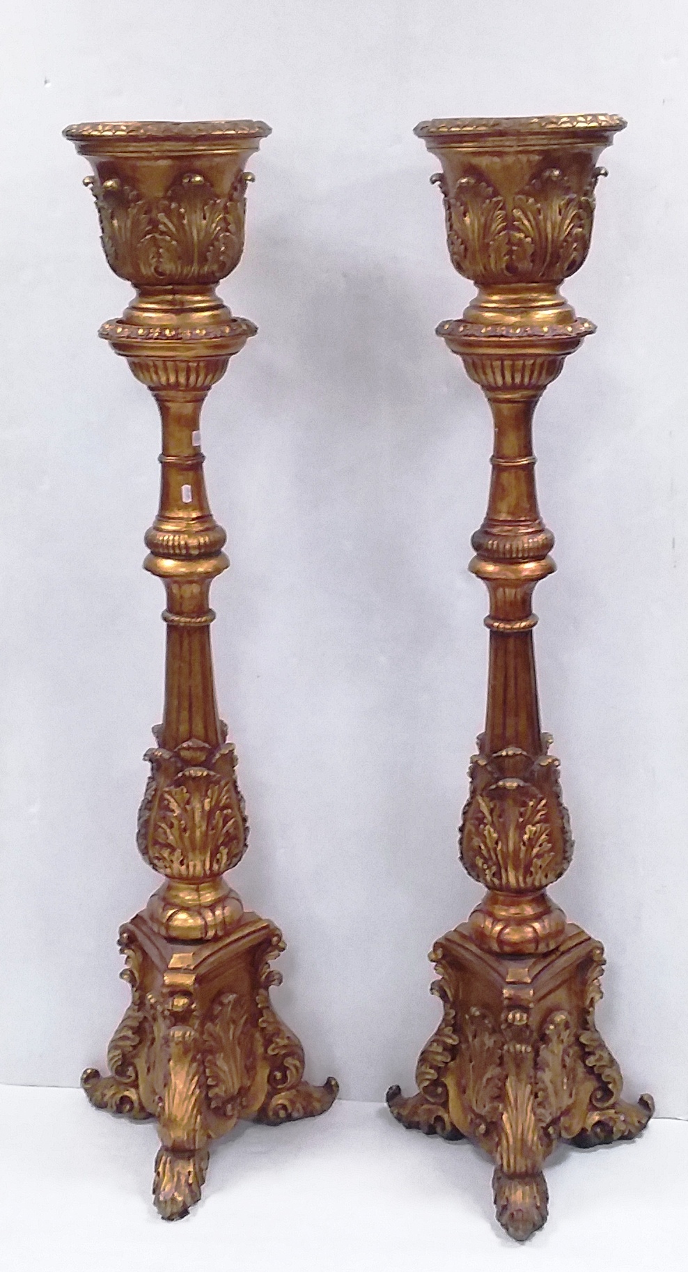 Unusual Pair of Gilt Torcheres & Planters
