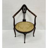 Edw Inlaid Mahogany Corner Chair