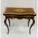 19C Burr Walnut Inlaid Satinwood Foldover Games Table 82cm W 40cm D 75cm H ( Closed)