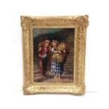 Good Quality Gilt Framed Oil on Canvas of a Boy & Girl 59cm W x 74cm H