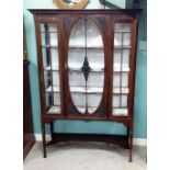 Edw Mahogany Display Cabinet 125cm W 40cm D 185cm H