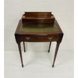 Pretty Edw Inlaid Mahogany Drop Leaf Ladies Desk 100cm W 47cm D 85cm H ( with Leaves Up)