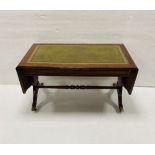 Mahogany Leather Top Miniature Sofa Table Fully Extended 142cm W 50cm D 49cm H