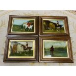 Set of 4 19C Crystoleums ' Hunting Scene'