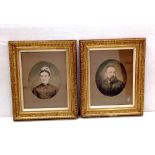 Pair of Good Quality 19C Gilt Framed Portraits 52cm W x 62cm H