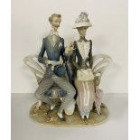 Large Lladro Figure of Lady & Gentleman on Bench