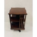 Edw Inlaid Mahogany Revolving Bookcase 52cm Sq x 78cm H