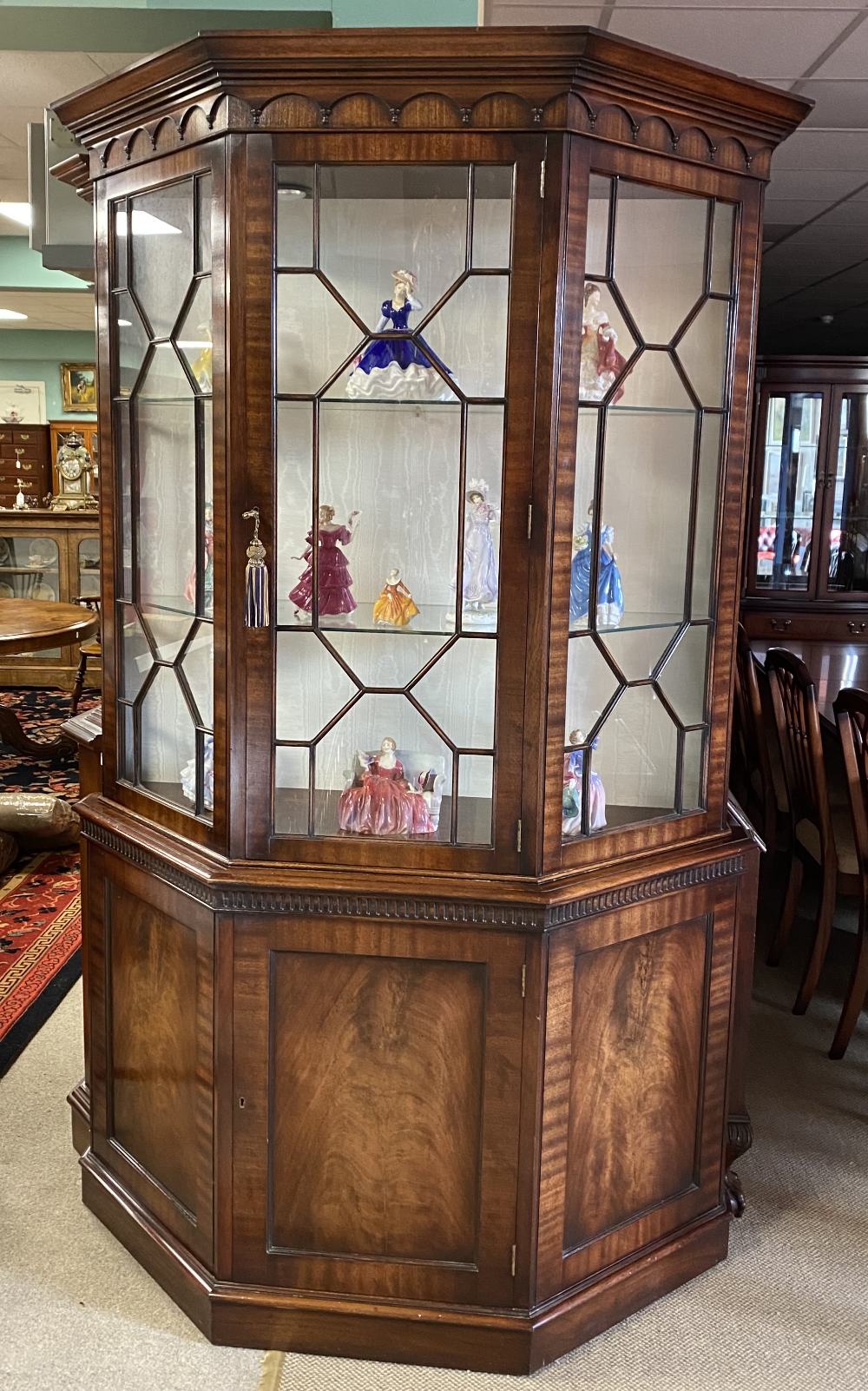 Reproduction Mahogany Display Cabinet by Bevan Funnell 130cm W 47cm,