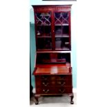 Good Quality Mahogany Ball & Claw Slimline Bureau Bookcase 80cm W 49cm D 195cm H