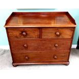 Very Clean Early Vict Mahogany 2 over 2 Chest of Drawers with Gallery Back 115cm W 53cm D 95cm H