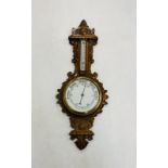 Carved Oak Aneroid Barometer 107cm L x 40cm