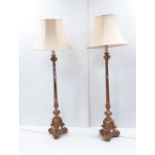 Pair of Gilt Standard Lamps & Shades ( Needs Tightening)