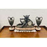 19C 3 Piece Spelter & Marble Clock Set