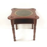 Vict Mahogany Leather Top Games Table 78cm Sq x 79cm H