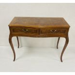 Elegant Inlaid Burr Walnut Serpentine Console Table 104cm W 53cm D 87cm H