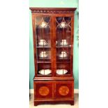 Beautiful Quality Bevan Funnell Inlaid Mahogany Slimline Display Cabinet 80cm W 40cm D 189cm H