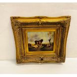 Heavy Gilt Framed Print of Cattle 49cm W x 44cm Including Frame