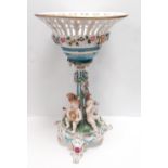 Hand Painted Porcelain Cherub Centrepiece 27cm W x 45cm H