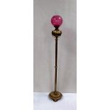 Vict Brass Cranberry Telescopic Standard Lamp