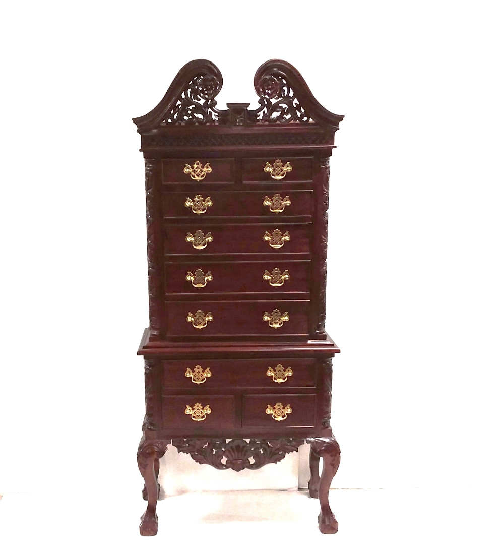 Reproduction Mahogany Chest on Chest 68cm W 33cm D 163cm H