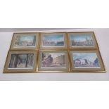 Set of 6 Gilt Framed Dublin Prints Including Frame 56cm W x 44xcm