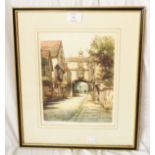 A Hogarth framed coloured print, depicting Eastgate, Totnes