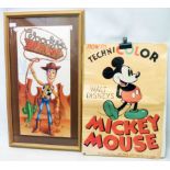 A framed W.D.P. coloured print, depicting Toy Story character Woody - sold with an unframed