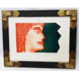 D. P. H. Baker: an ornate framed collagraph, depicting a head in profile - pencil signed and