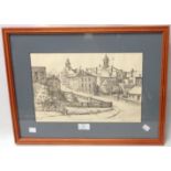 A framed limited edition monochrome print, entitled String Bridge, Exeter - signed and numbered 51/