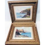 Two framed prints, one entitled Babbacombe Bay, the other Oddicombe Beach - damage to both